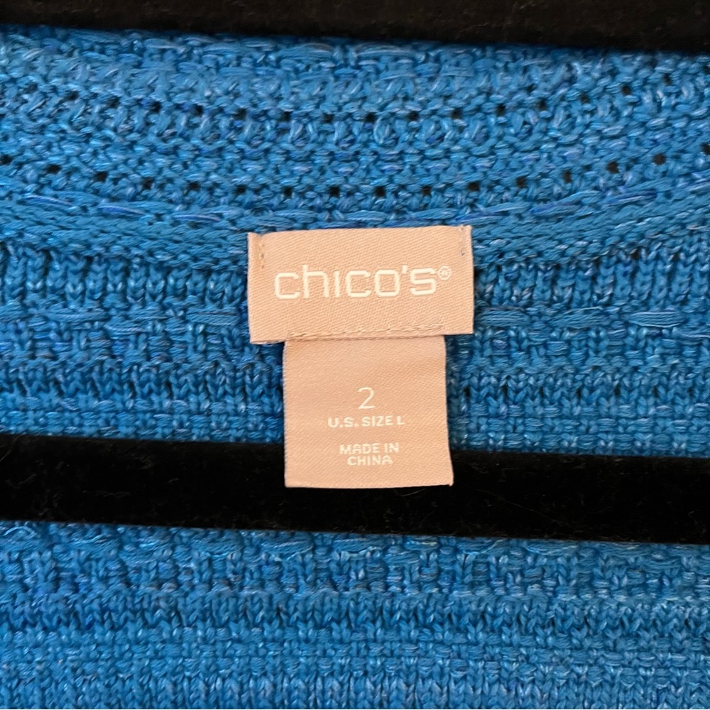 Chico’s Textured Jacket Cardigan Business Wear Simply Cyan 2 US Large - Picture 7 of 12